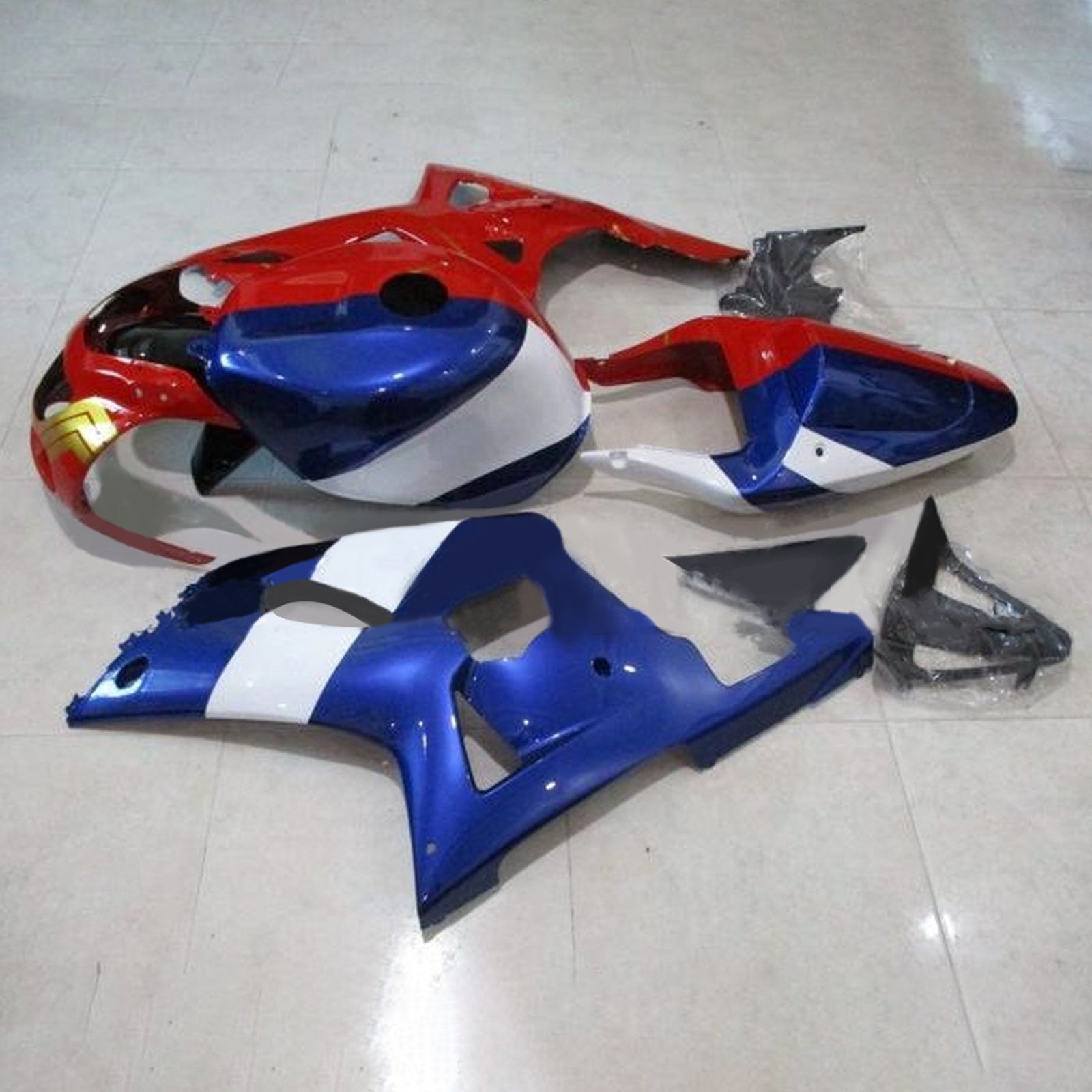 Kit de carenado Amotopart Suzuki 01-03 GSXR600 y 00-03 GSXR750 rojo azul