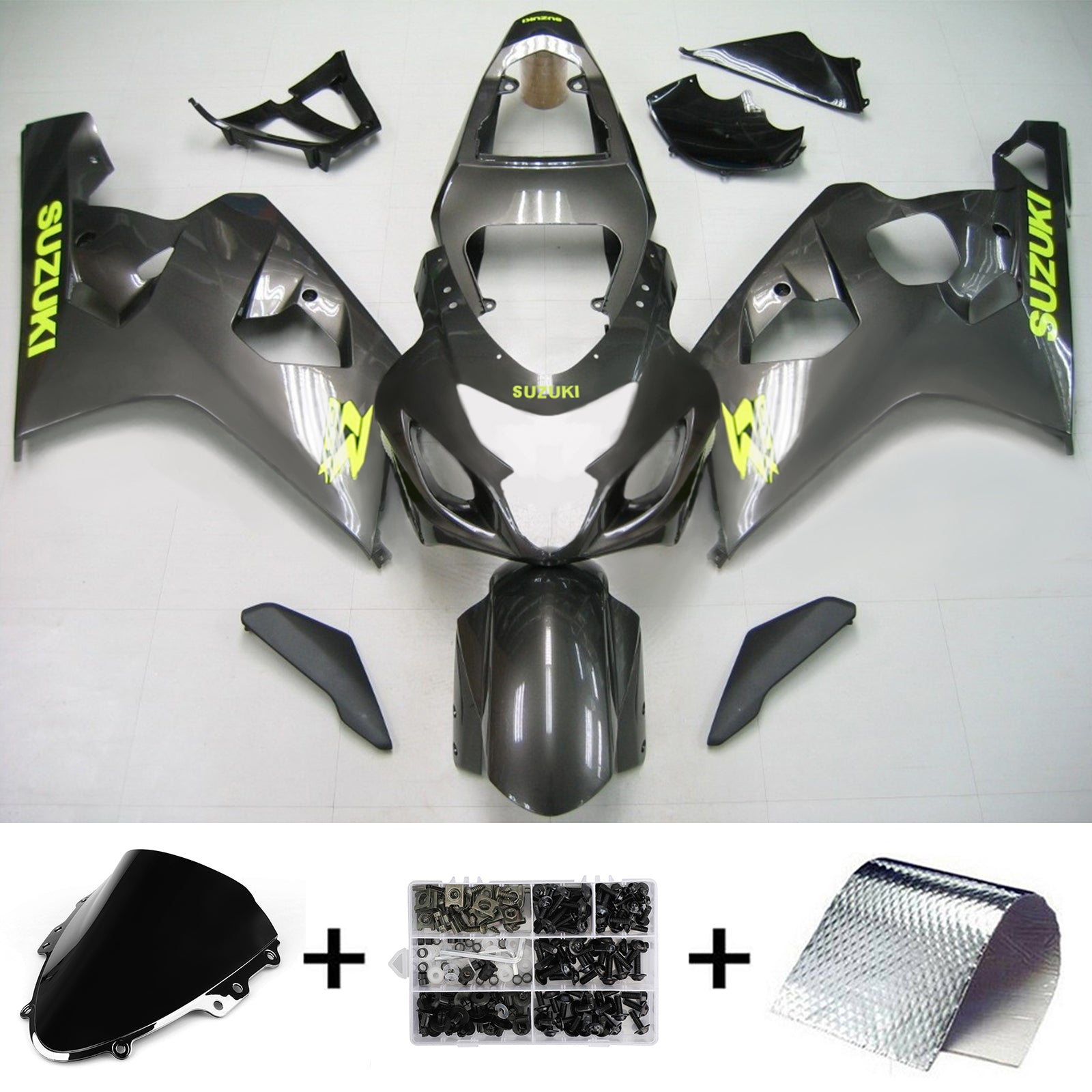 Amotopart Suzuki 2004-2005 GSXR 600/750 Black Gray Fairing Kit