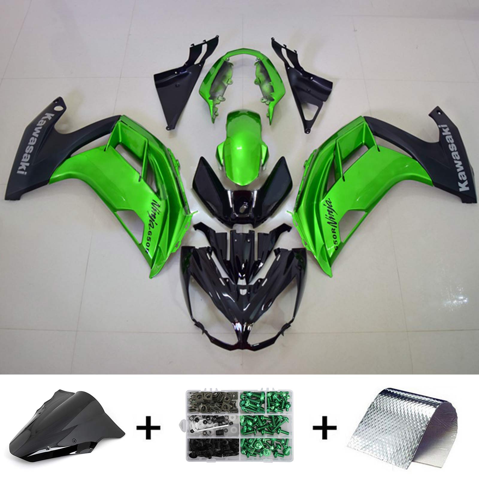 Amotopart 2012-2016 Kawasaki Ninja 650 グリーン Style1 フェアリングキット