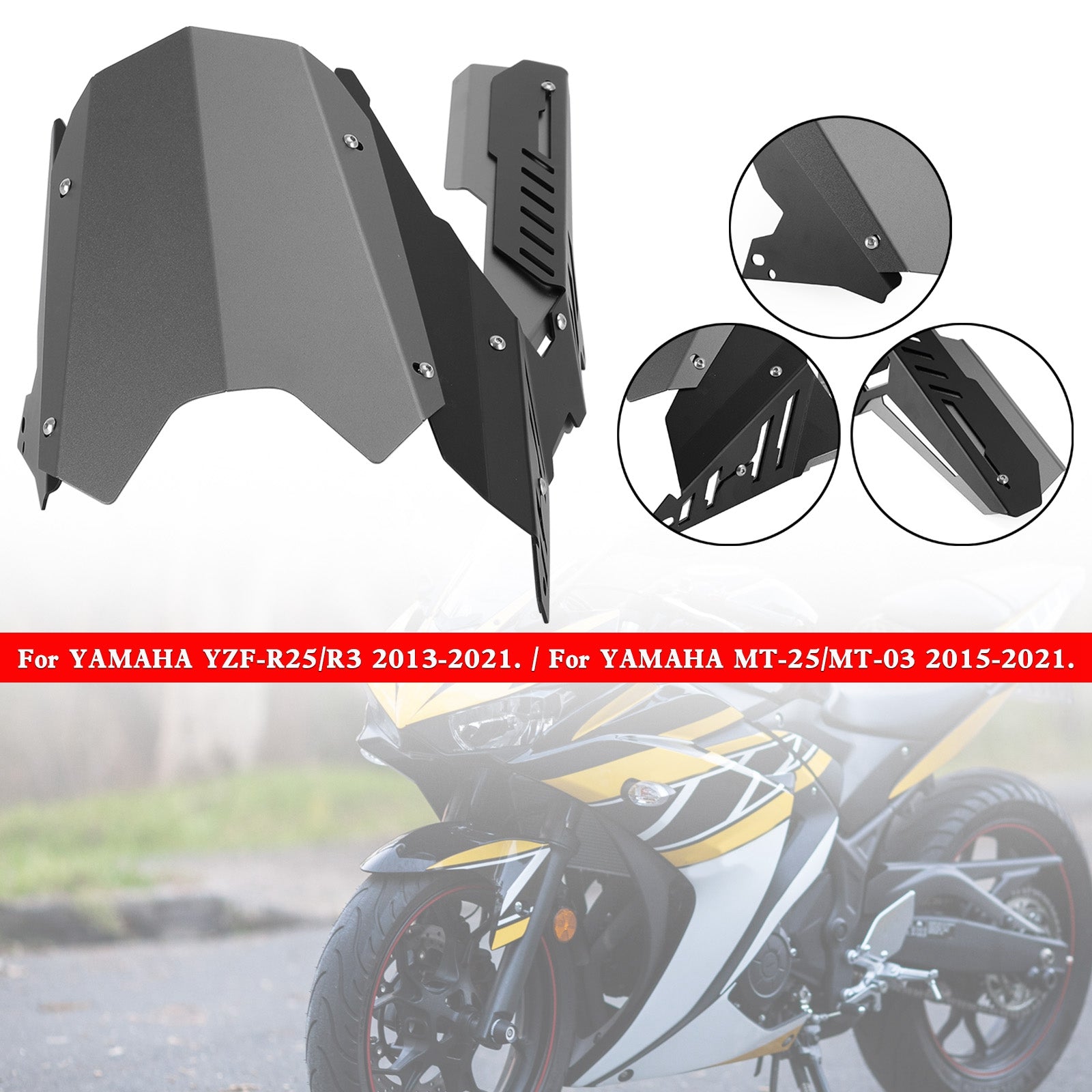 Hintere Kettenrad-Kettenschutzabdeckung für Yamaha YZF R25 R3 MT-25 MT-03 13–21 Generisch