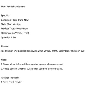 Short Front Fender Mudguard For Triumph Bonneville T100 Scrambler Thruxton 01-16 Generic