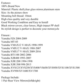 Motocycle Rear View Mirrors For Yamaha V-MAX XJR1200 MT-03 FZ6 04-09 XV950 
Generic
