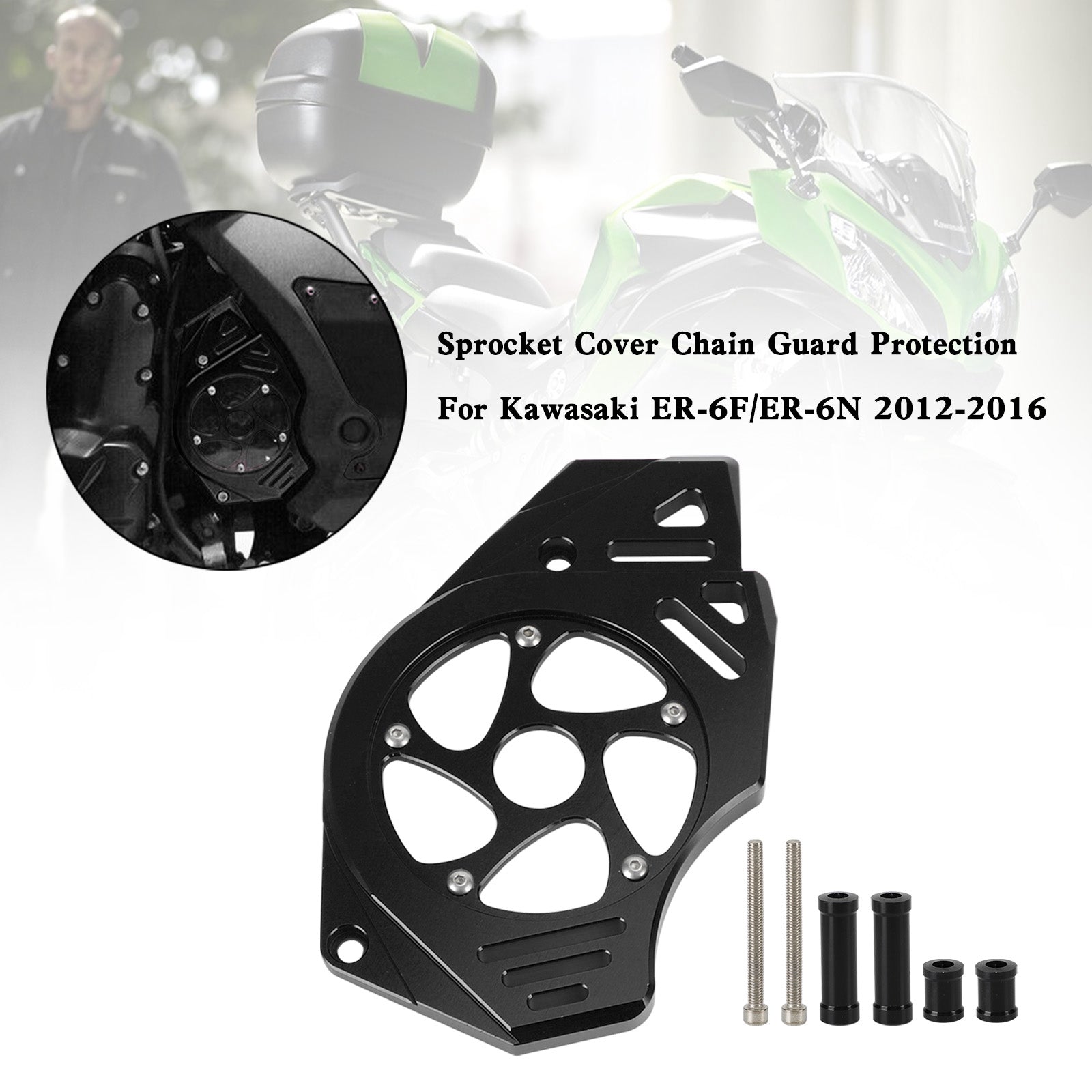 Sprocket Cover Chain Guard Protection For Kawasaki Ninja Vulcan 650 ER-6N