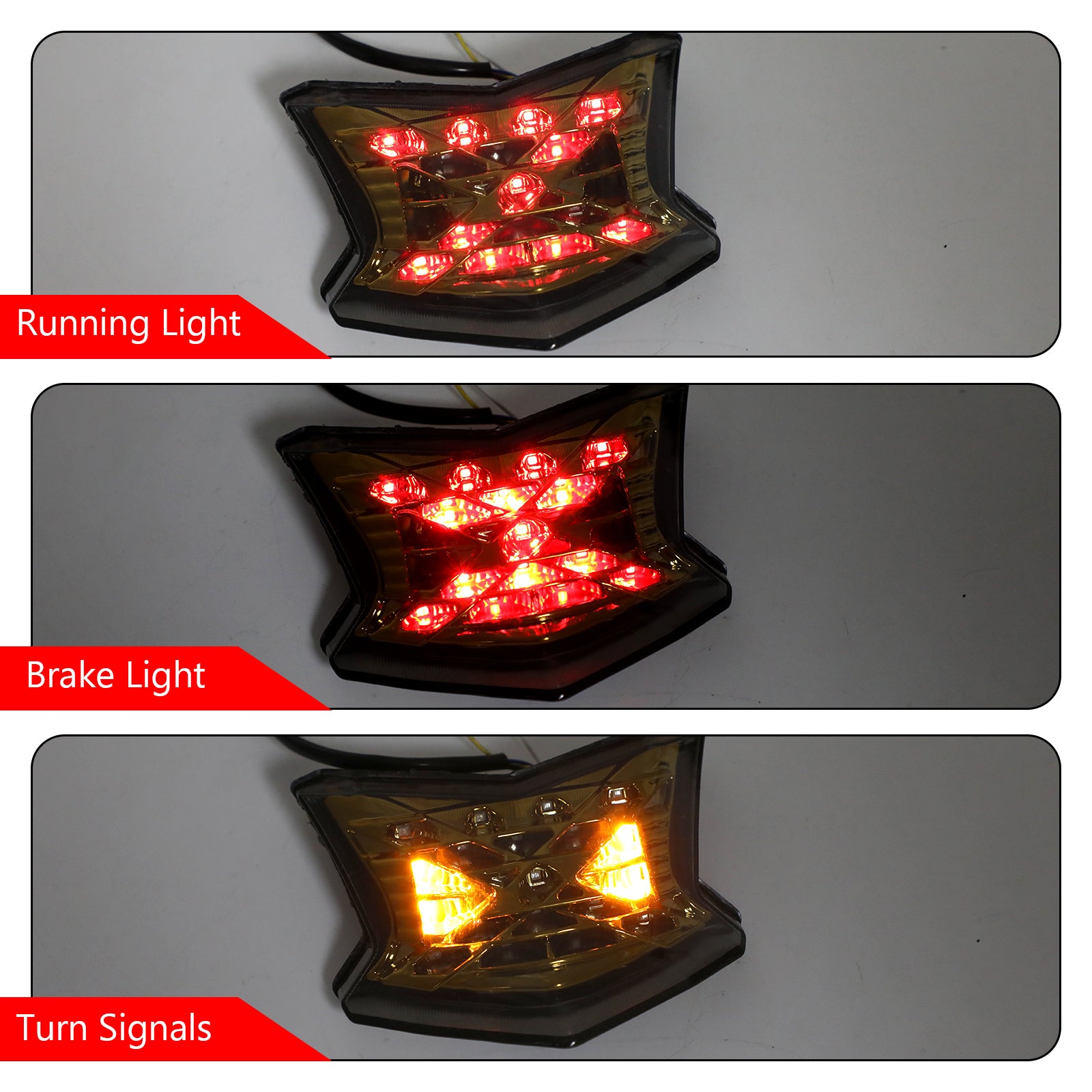 LED Brake Turn Signals Taillight For Kawasaki Z650 Ninja 650 Z900 17-19 Silver