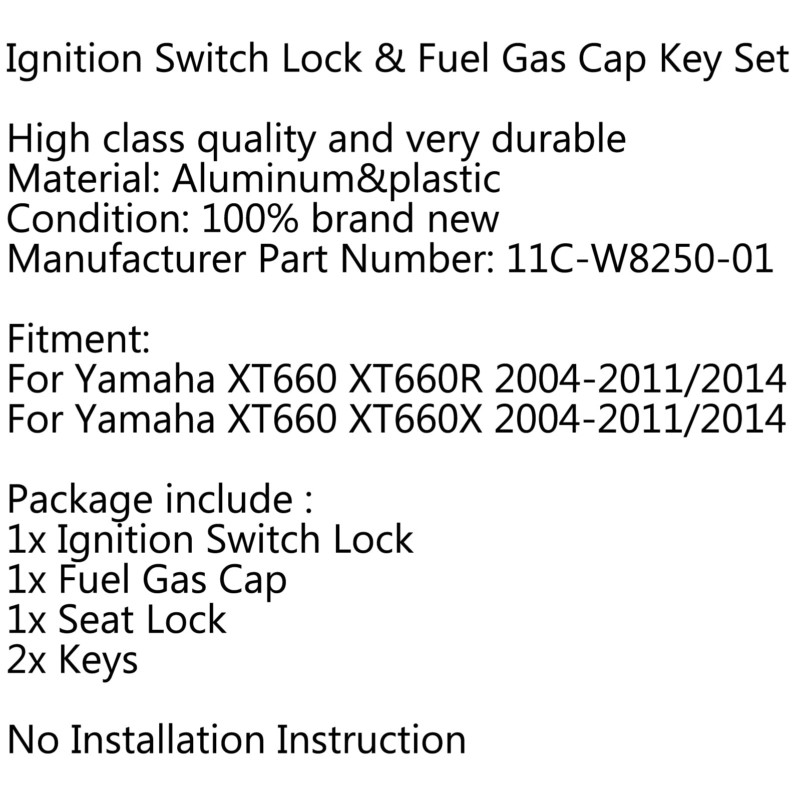 Set di chiavi di blocco del coperchio del tappo del serbatoio del sedile dell'interruttore di accensione per Yamaha XT660 XT660 R/X 04-11