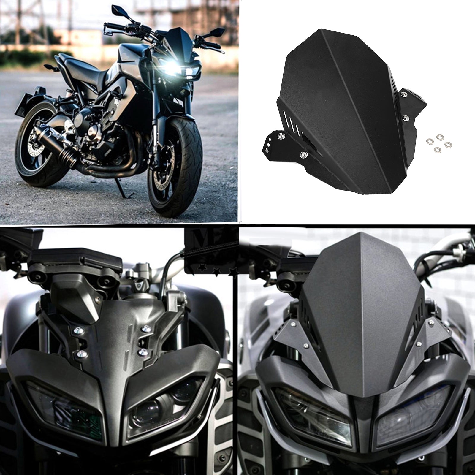 Windschutzscheiben-Schutzfolie, Schwarz, für Yamaha FZ 09 MT 09 2017–2020, Generic