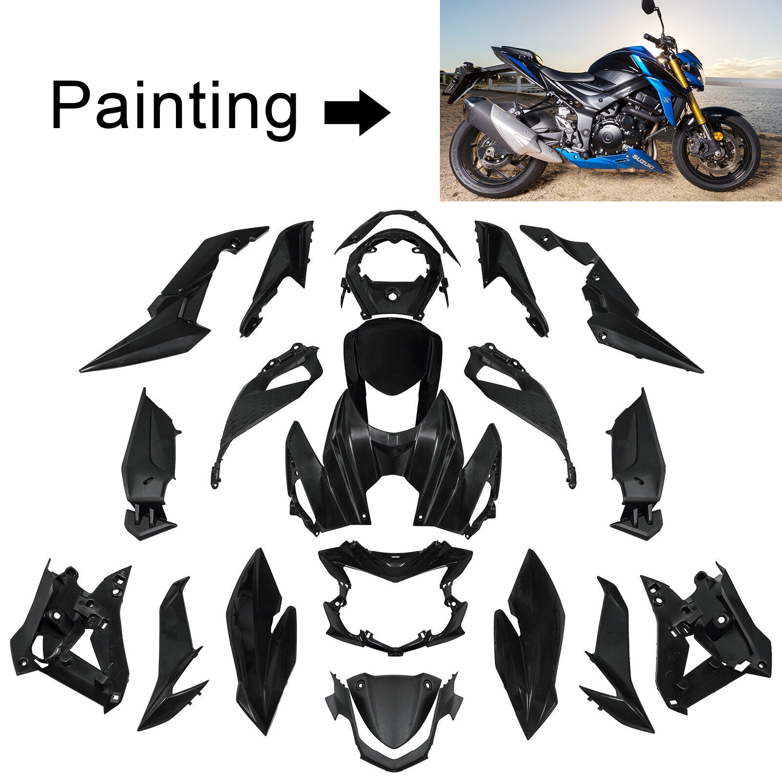 Amotopart 2017-2022 Suzuki GSX-S 750 Verkleidungssatz Blau &amp; Schwarz