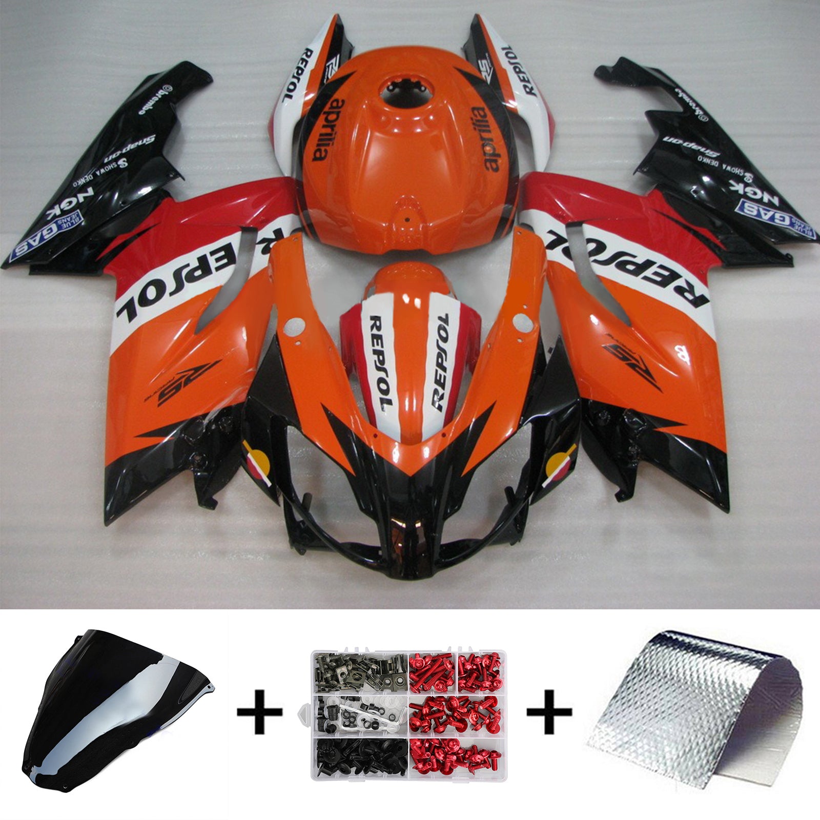 Amotopart Aprilia 2006-2011 RS125 Kit de carenado Repjol rojo y naranja