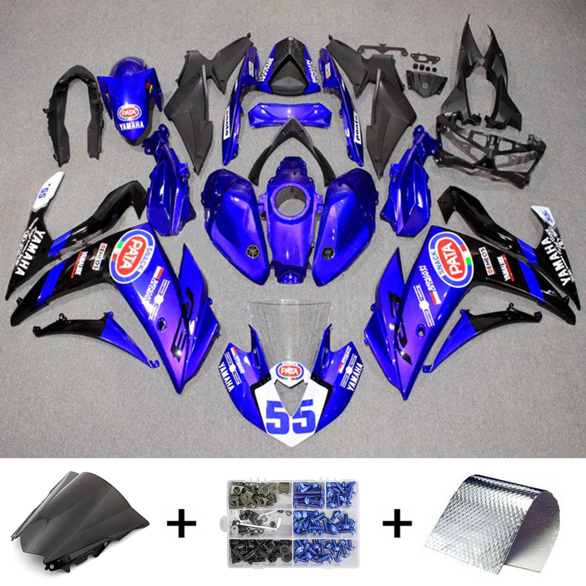 Kit carena Amotopart Yamaha 2014-2018 YZF R3 e 2015-2017 YZF R25 Kit carena blu