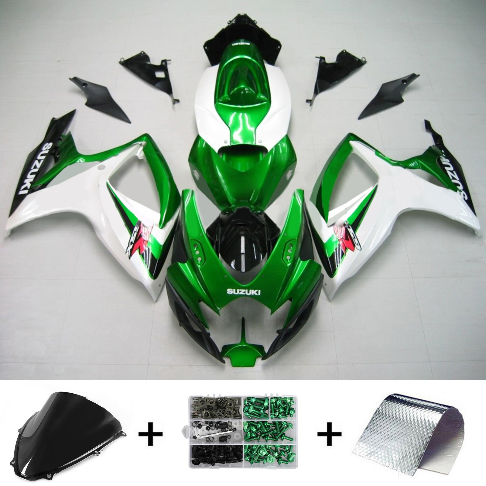 Amotopart 2006-2007 Suzuki GSXR 600/750 Matte Green&White Fairing Kit