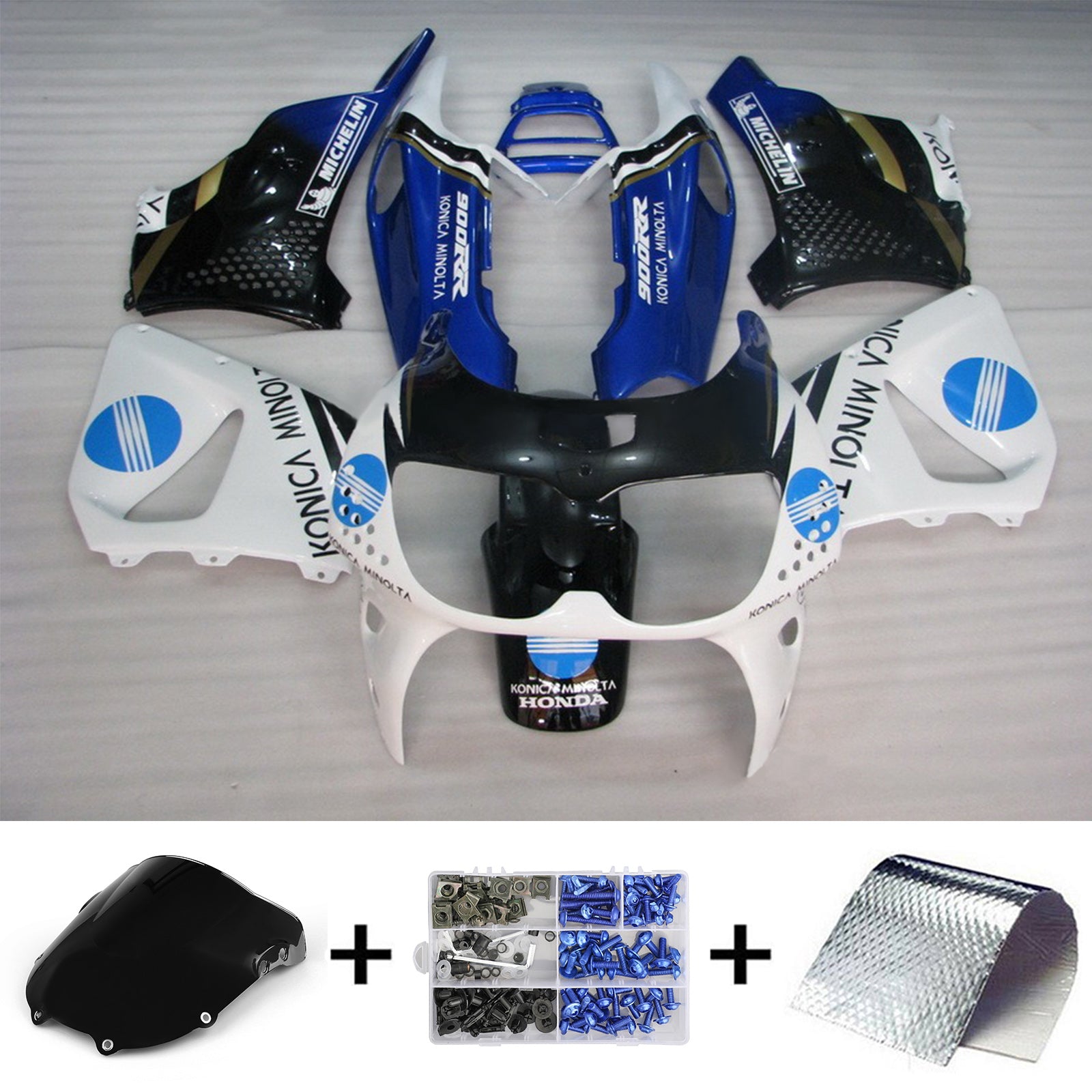 Amotopart 1994-1995 Honda CBR900RR 893 Kit de carénage bleu et blanc