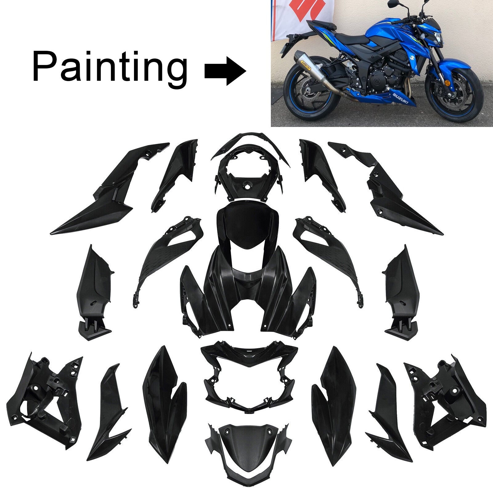 Amotopart 2017-2022 Suzuki GSX-S 750 Fairing Blue Style2 Kit