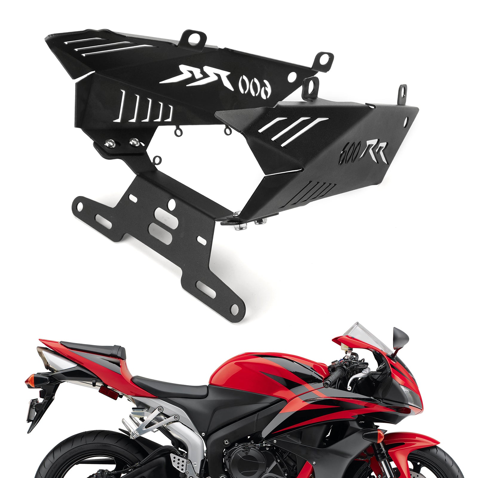 ナンバープレートブラケットホルダーホンダ CBR600RR 2007-2011 ブラック汎用