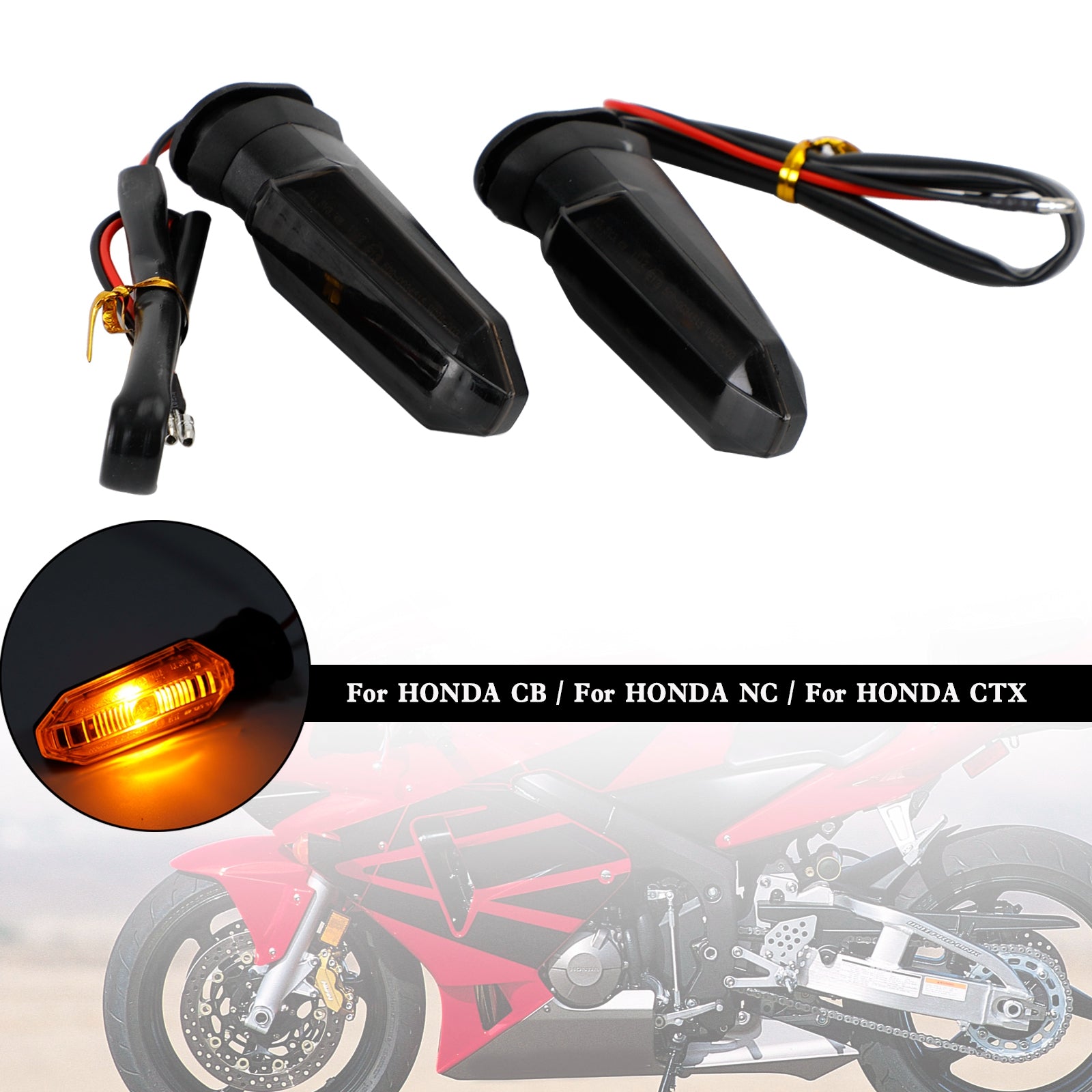 LED Turn Signal Lights Indicator Lamps For HONDA CRF250 CB500 CB650F CTX700