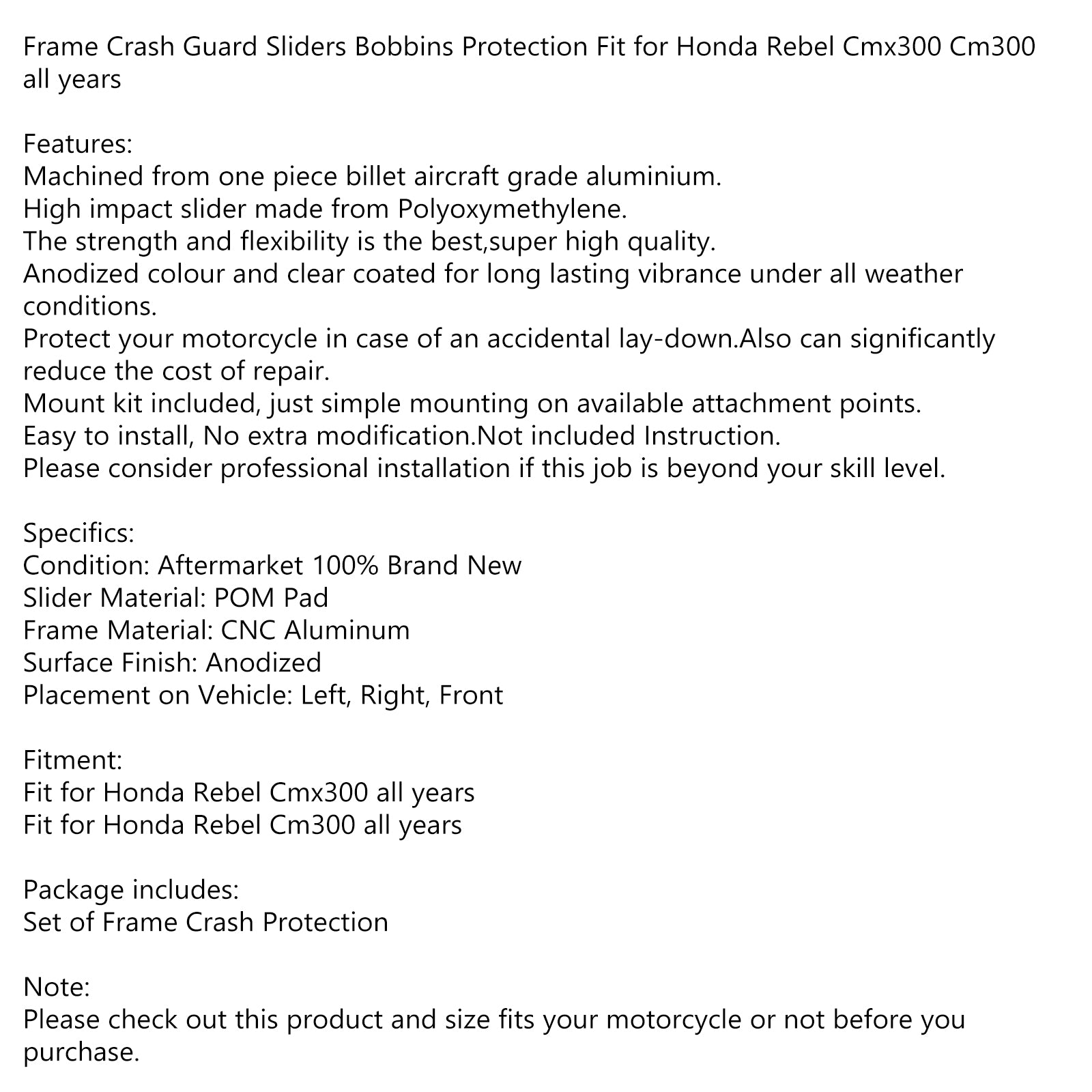 Protecteur de curseur de cadre Anti-Crash Cnc adapté à Ducati 696 796 1100 08-14, titane générique