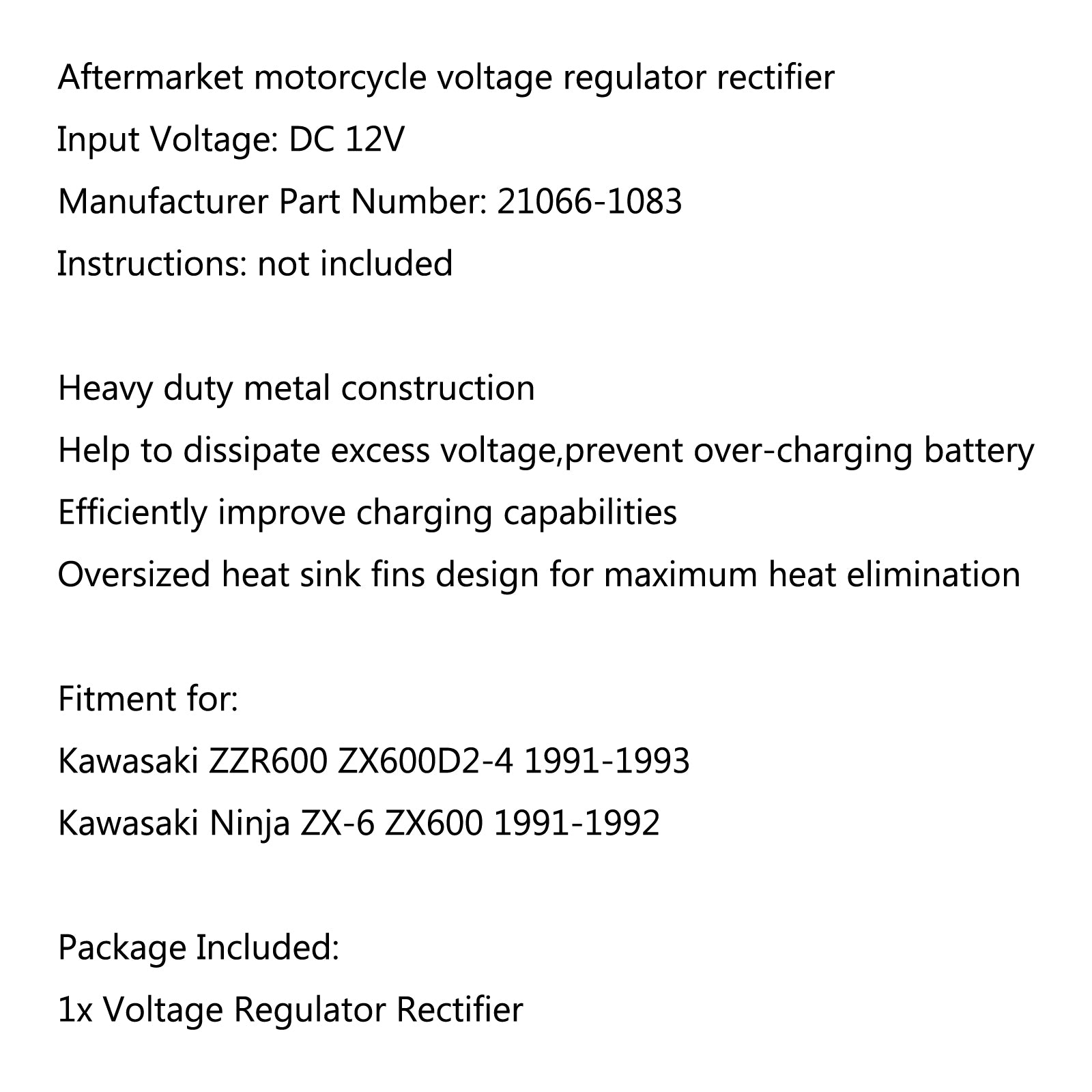 Rectificador regulador de voltaje para Kawasaki Ninja ZX-6 ZX600 1991-1992