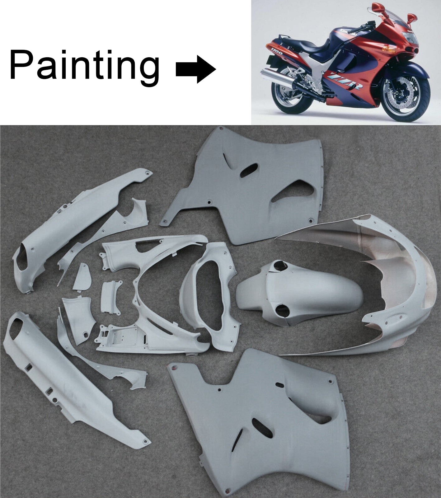 Amotopart 1993-2003 Kawasaki ZZR1100 Blue&Red Fairing Kit