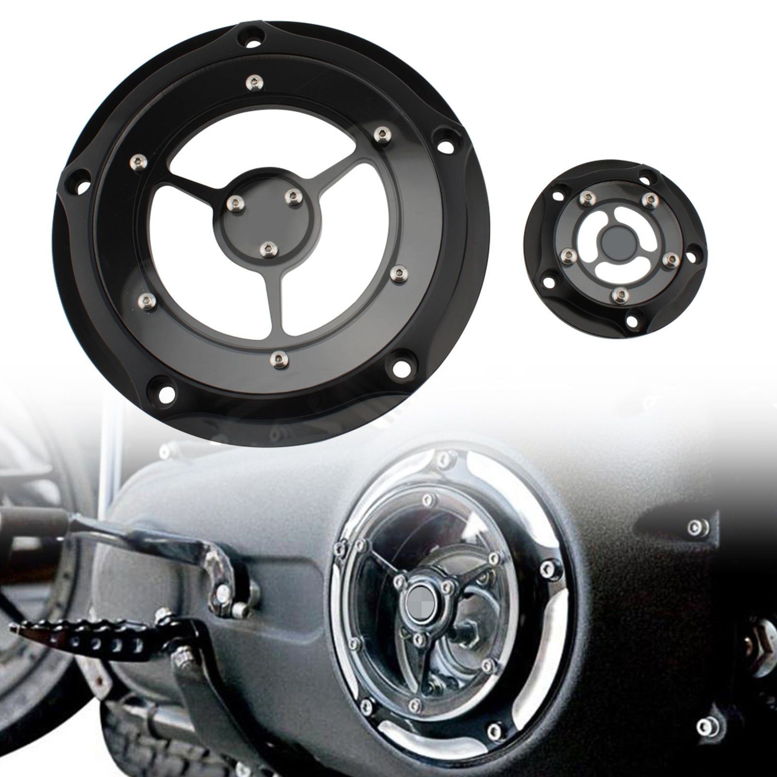 Seitenstator-Motorabdeckungsschutz Kurbelgehäuse für Road King Fat Glide 1584 Chrom Generic