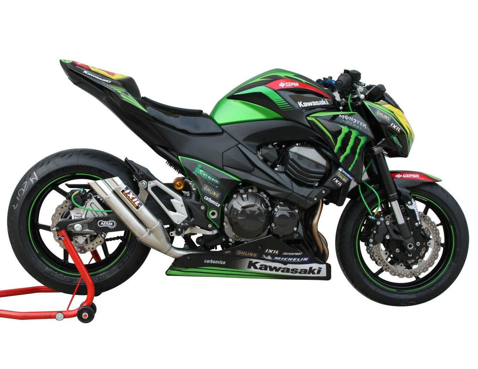 Amotopart 2013-2018 Kawasaki Z800 Kit de carenado verde y negro Style1