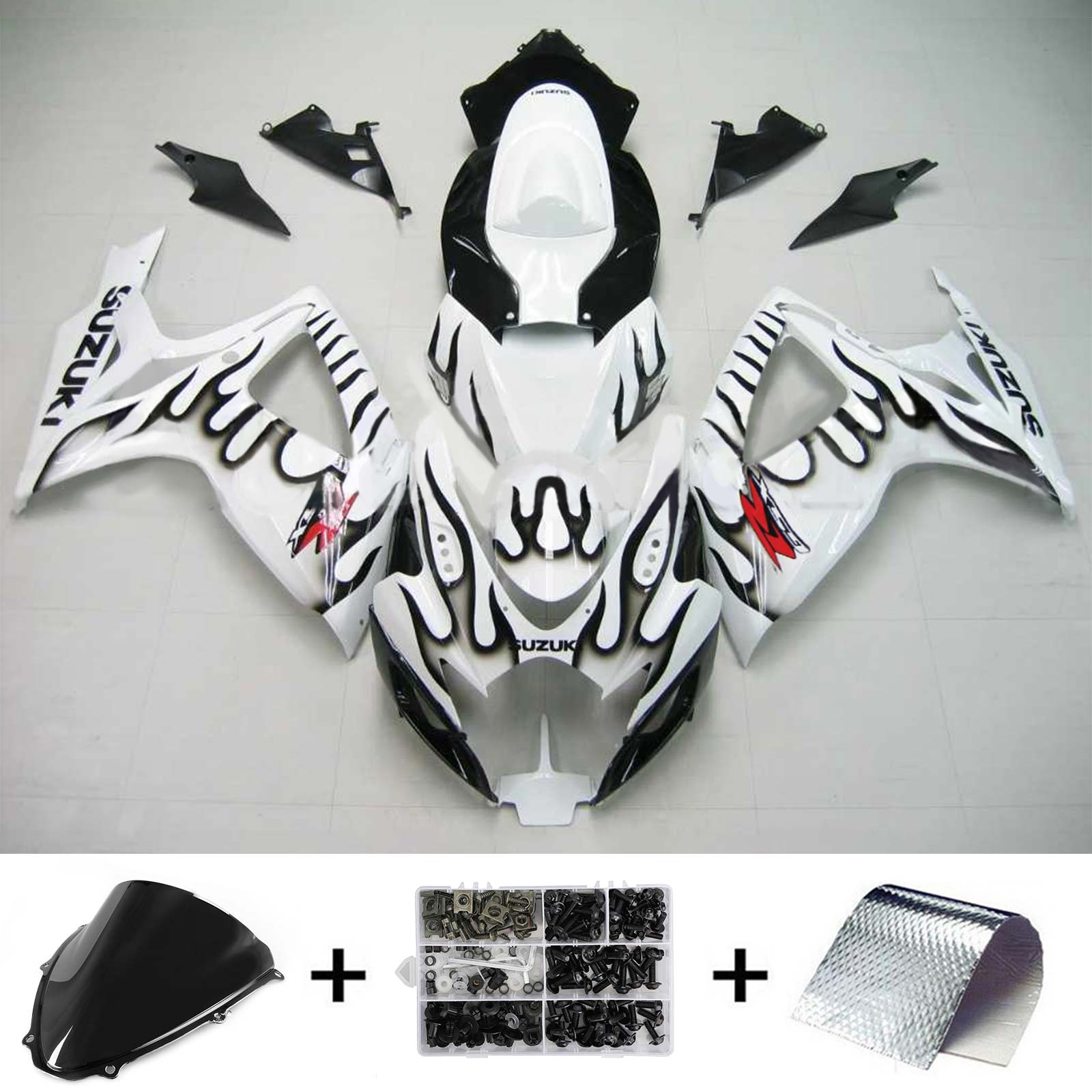 Amotopart 2006-2007 Suzuki GSXR 600/750 Black&White Bead Style1 Fairing Kit