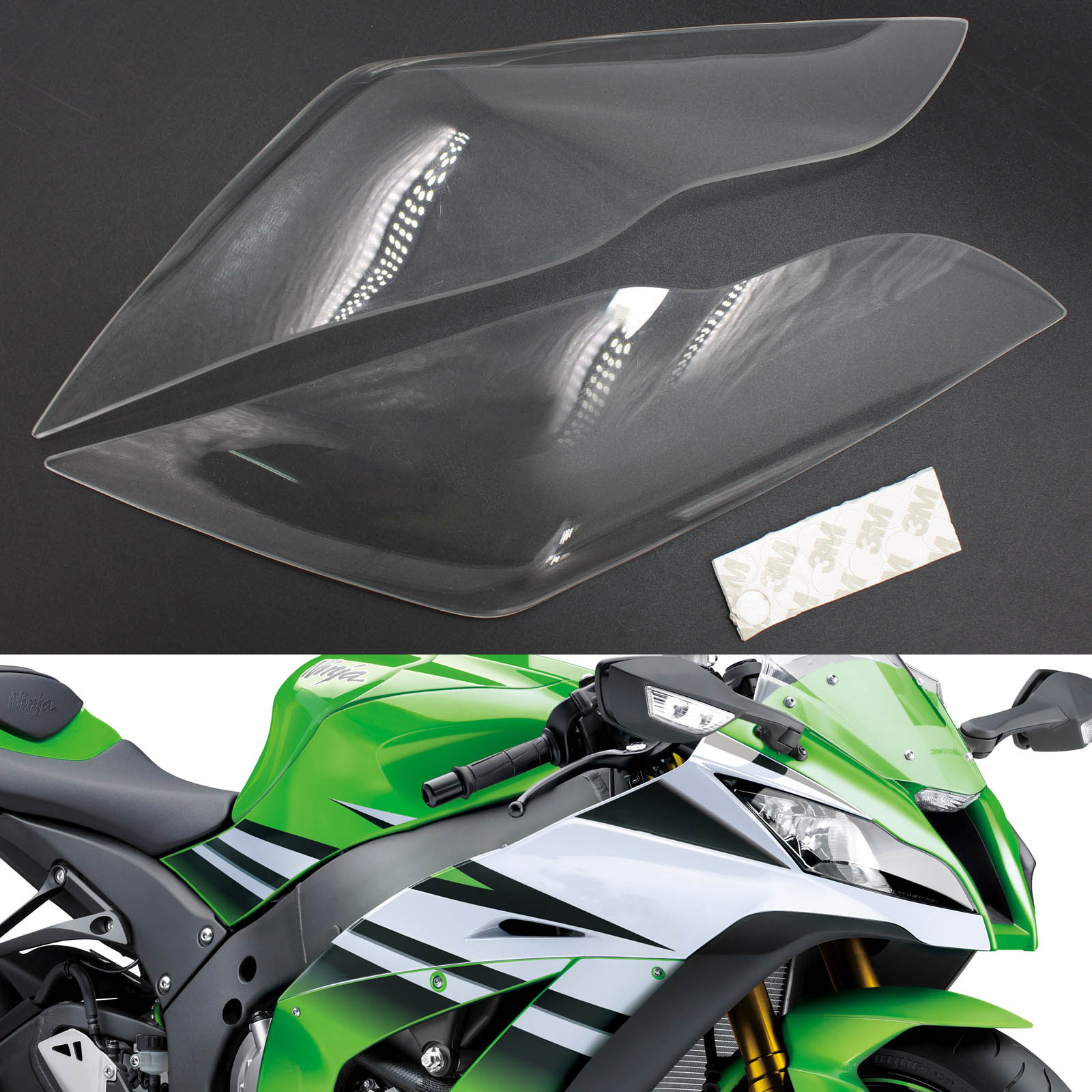 フロントヘッドライトレンズ保護 Kawasaki Zx-10R Zx 10R 2011-2015 スモークジェネリックに適合