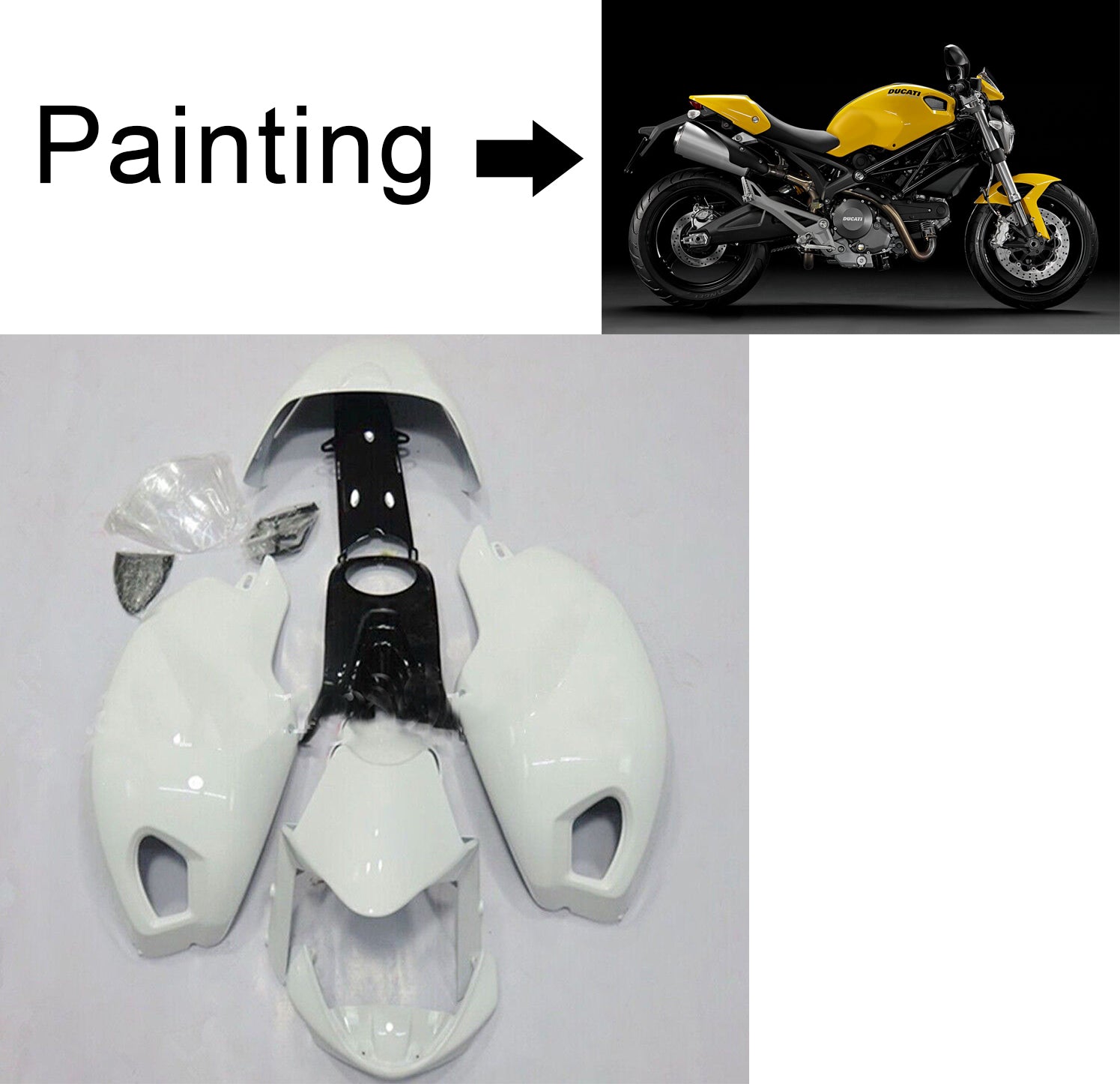 Kit Carenado Amotopart Ducati All Years Monster 696/796/1100 S EVO Amarillo