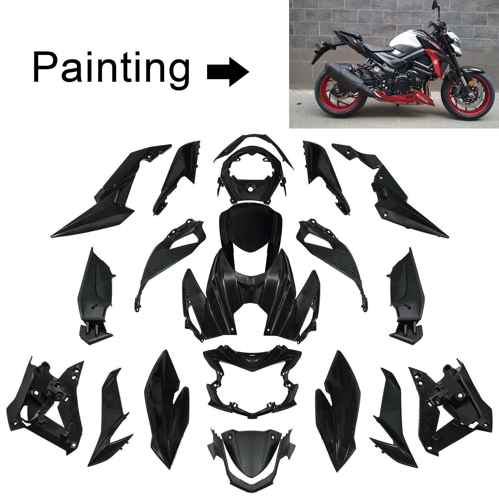 Amotopart 2017-2022 Suzuki GSX-S 750 Kit de carenado rojo y blanco