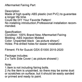 Pannello carenatura coperchio laterale serbatoio non verniciato per Suzuki GSX-S 1000 2015-2020