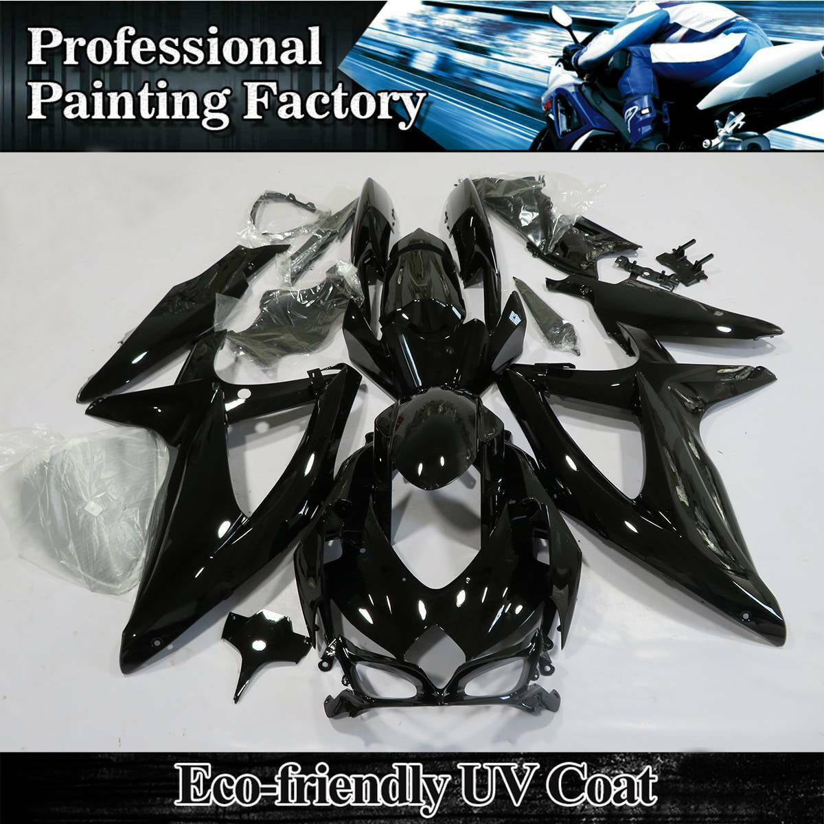 Amotopart Suzuki GSXR600 750 2008-2010 Fairing Glossy Black Fairing Kit