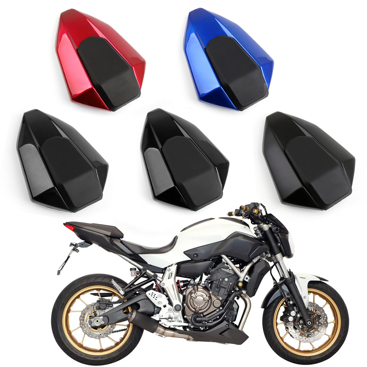 Copertura della carenatura del cappuccio del sedile posteriore del passeggero per 13-17 YAMAHA MT-07 FZ-07 FZ07 Nero