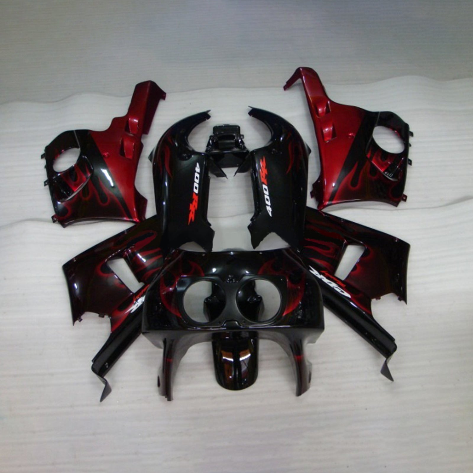 Amotopart 1990-1999 Honda CBR400RR NC29 Fairing Black&Red Kit