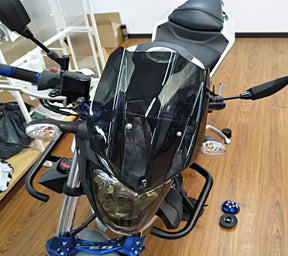 ABS Motorrad Windschutzscheibe Windschutzscheibe mit Halterung für Yamaha MT-03 16–19 Schwarz Generic