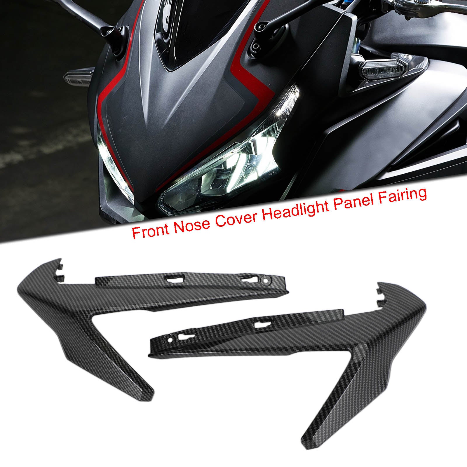 Carénage du panneau de phare avant, couvercle du nez, pour Honda CBR500R 2019 – 2021, carbone