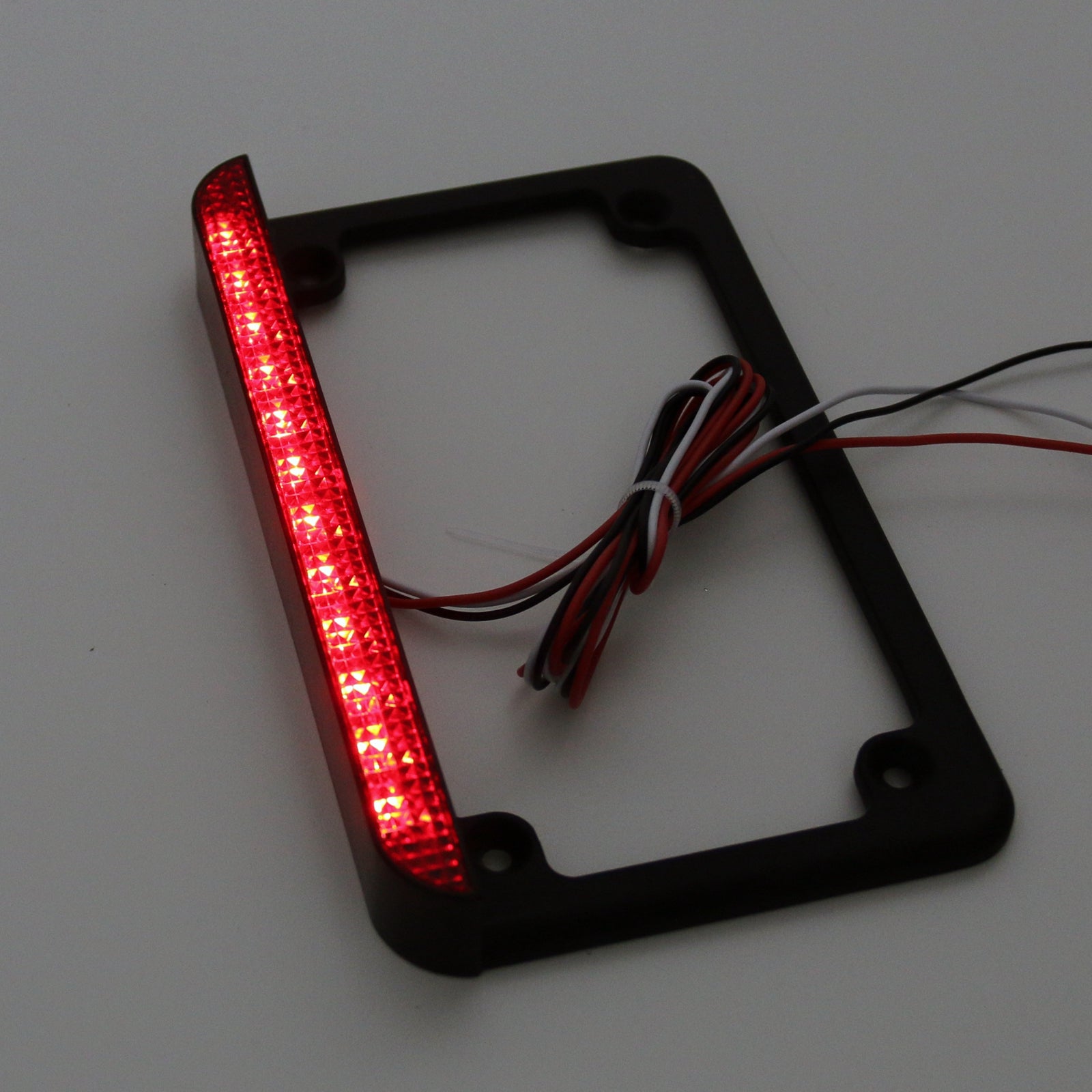 Universal Motorcycle 6" LED License Plate Frame With LED Tail Brake Light Black Generic