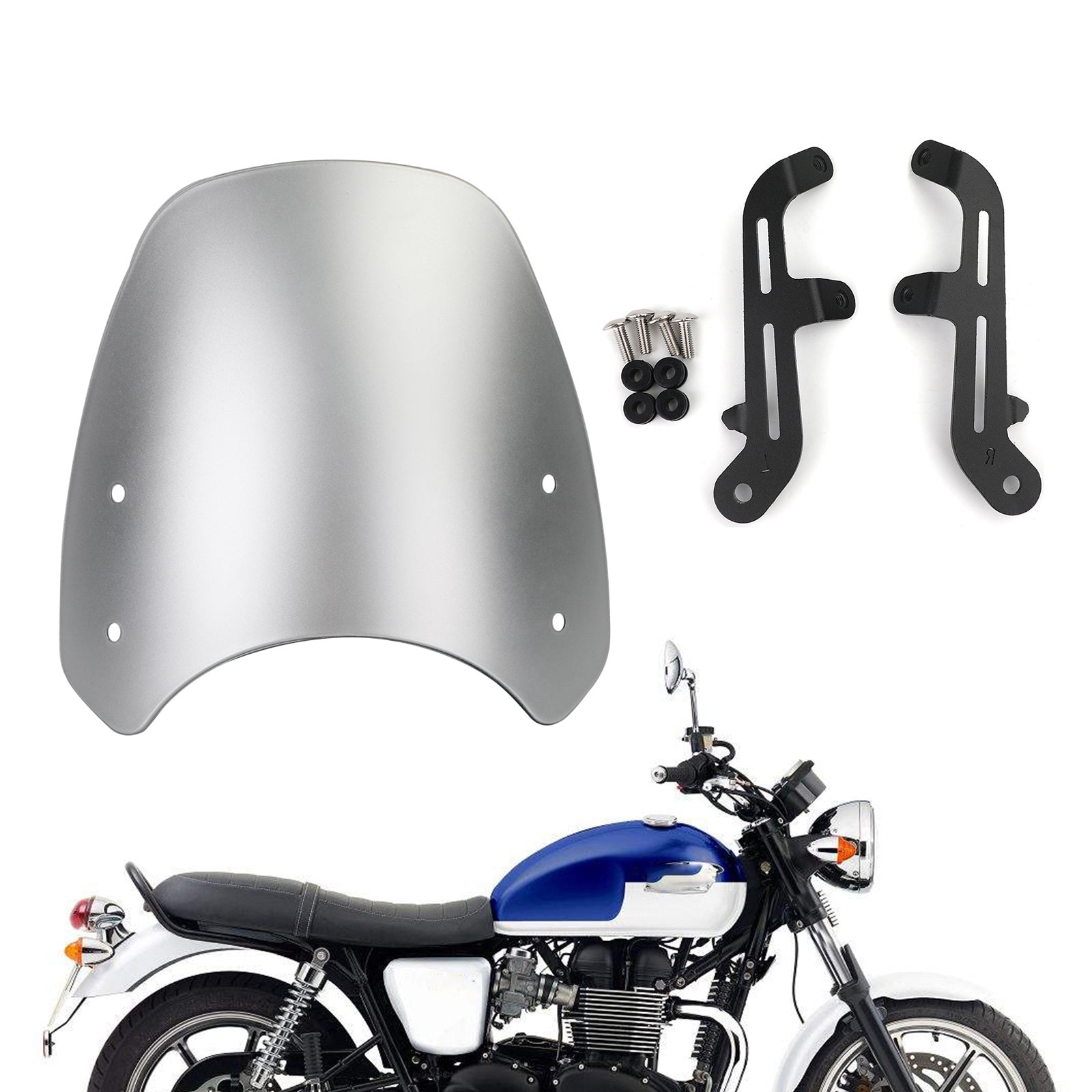 Parabrezza motore in plastica ABS per Triumph Bonneville T100 T120 Argento generico