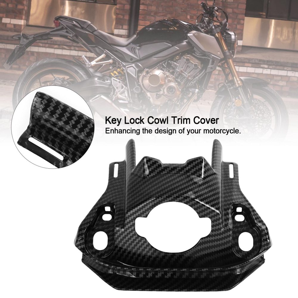 Copertura del rivestimento del cappuccio con serratura a chiave anteriore in carbonio per Honda CB650R CBR650R 2019-2021 Generico