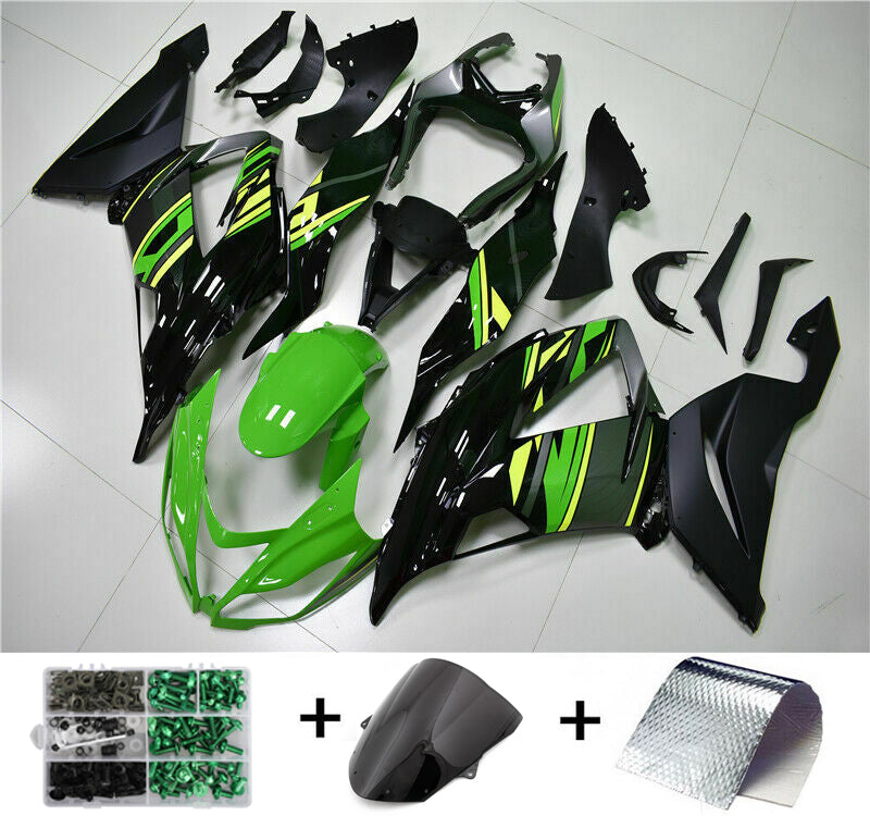 Amotopart 2013-2018 Kawasaki Zx6R Fairing Green Black Kit