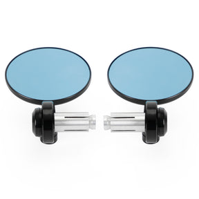 Paar runde BAR-Endspiegel für die Rückansicht, 7/8"-1" Lenker, schwarzes Aluminium, universell