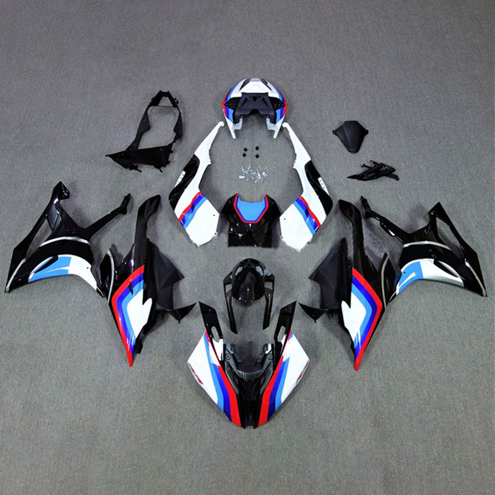 Amotopart 2019-2022 BMW S1000RR/M1000RR Black White Racing Style1 Fairing Kit