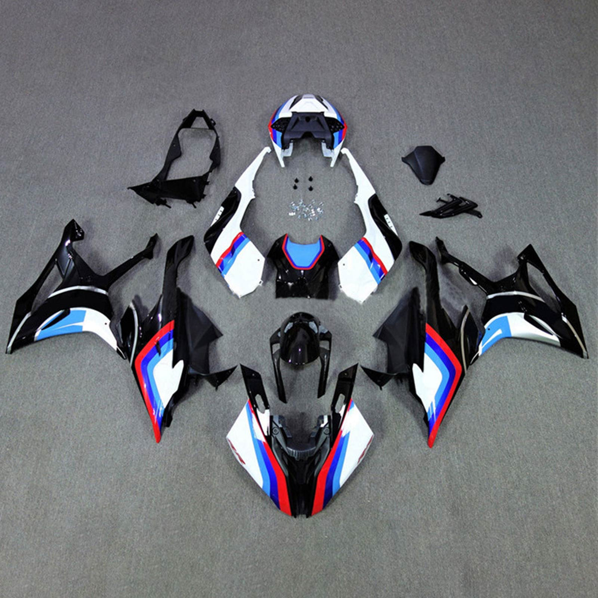 Amotopart 2019-2022 BMW S1000RR/M1000RR Black White Racing Style1 Fairing  Kit