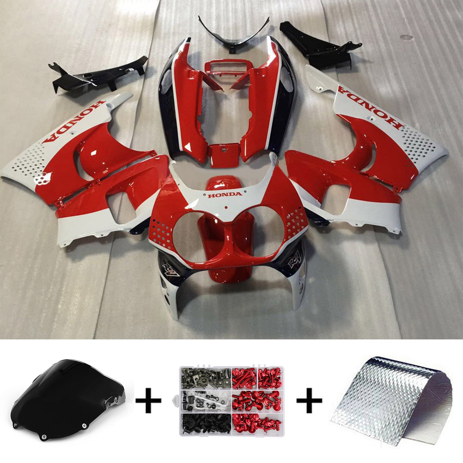 Amotopart 1992-1993 Honda CBR900RR 893 Fairing White&Red Kit