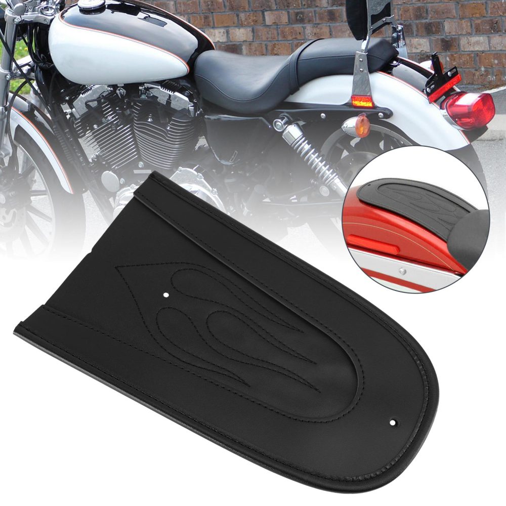 Bavoir de garde-boue arrière en cuir PU noir, point de flamme, siège Solo pour Sportster 1200 883 générique