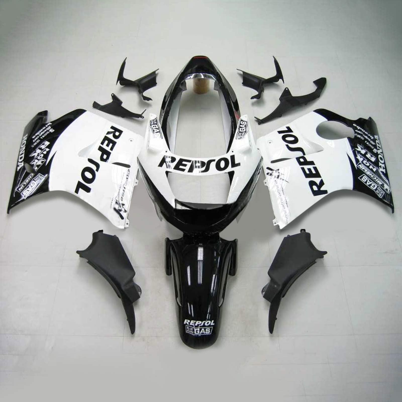 Amotopart 1996-2007 Honda CBR1100XX SuperBlackBird Fairing White&Black Repjol Kit