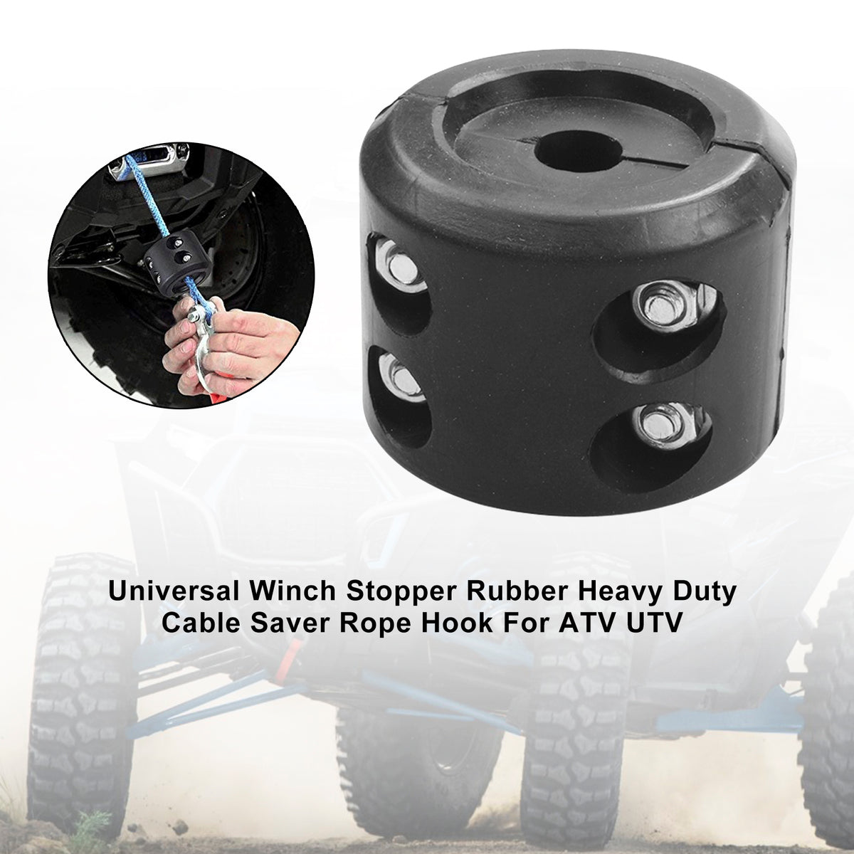 Universal Winch Stopper Rubber Heavy Duty Cable Saver Rope Hook For Atv Utv