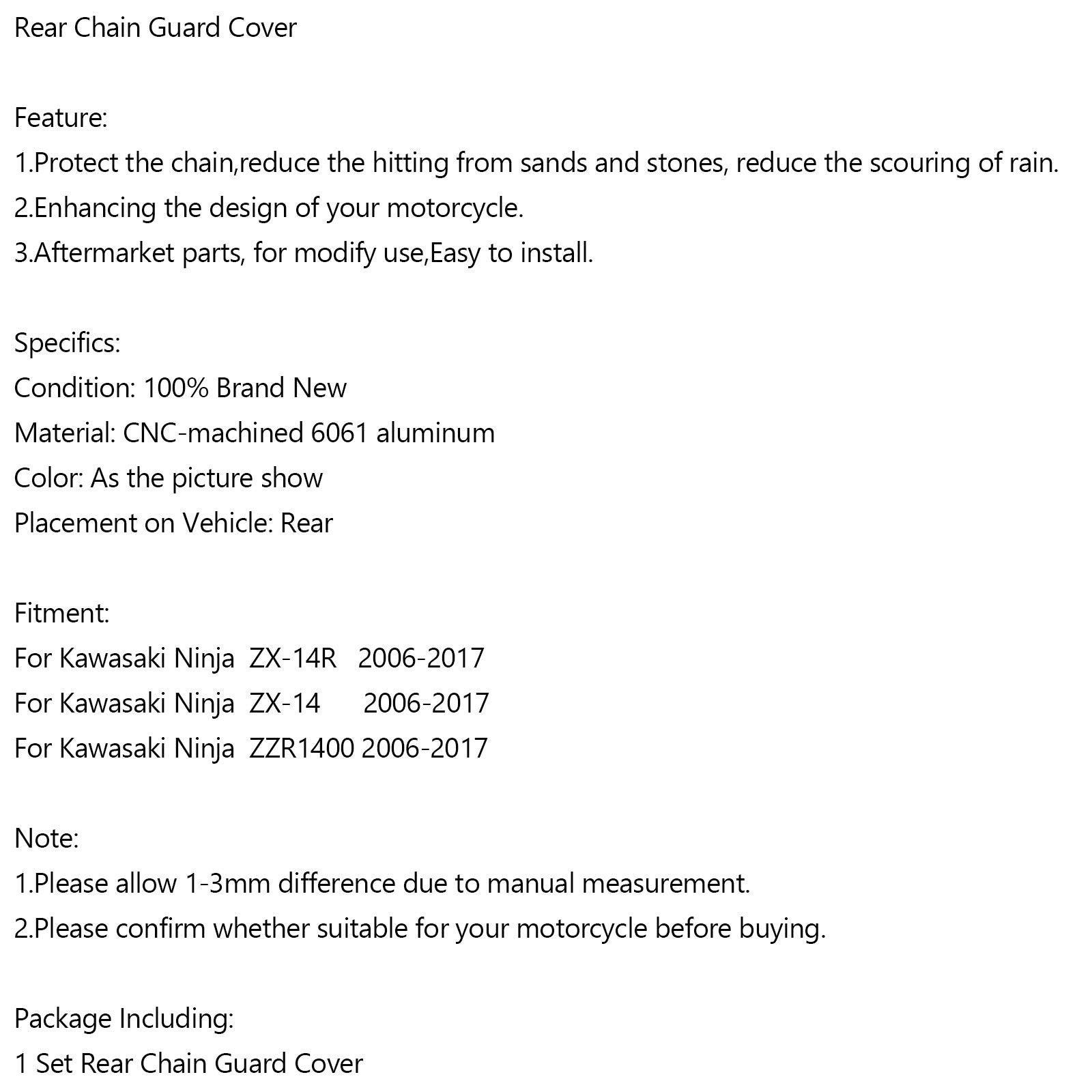 Kettenrad-Kettenschutzabdeckung für Kawasaki Ninja ZZR1400 ZX14 ZX14R 2006–2017