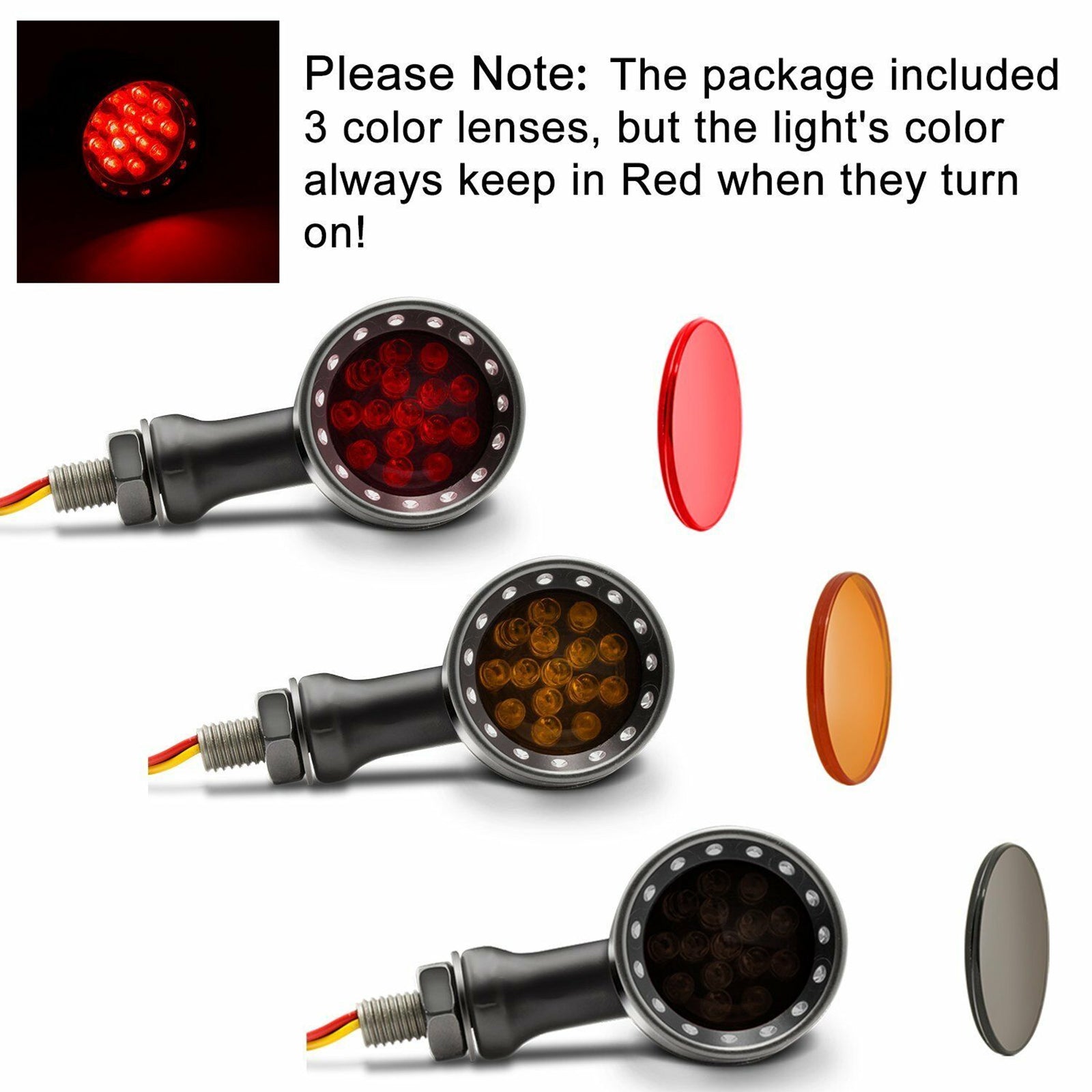 M10 Universal Motorcycle Turn Signal Light Indicators Blinker Bullet Lamp