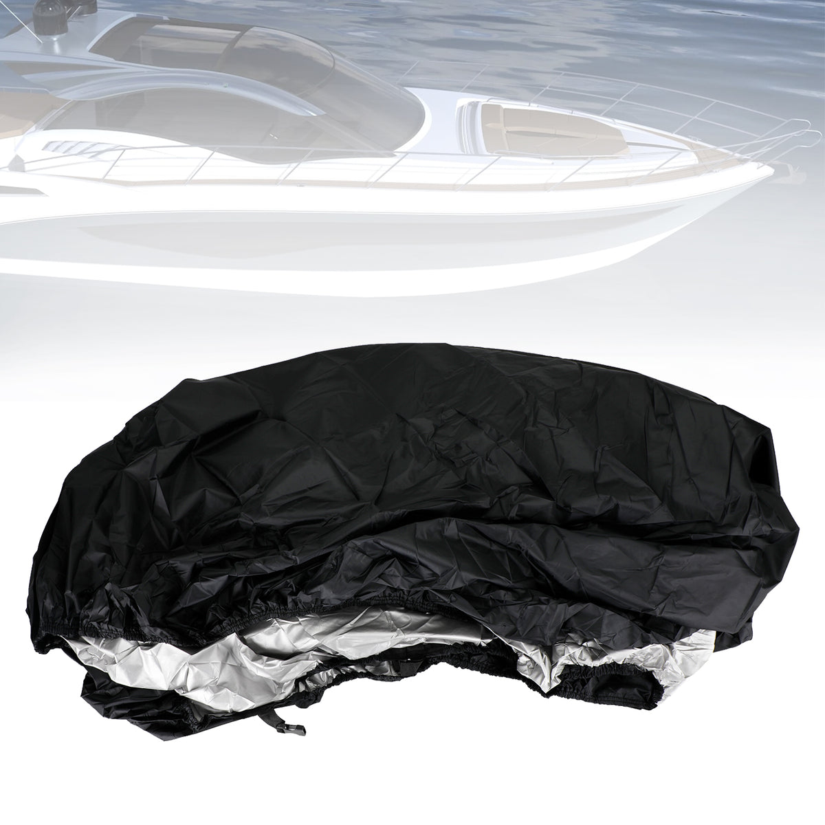 Universal Waterproof Duty Boat Cover 14-16Ft Black For Fishing Boat Shelter
