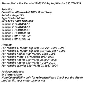 Motorino di Avviamento Elettrico per Yamaha YFM350F Big Bear 350 4WD YFM350R Raptor Moto-4