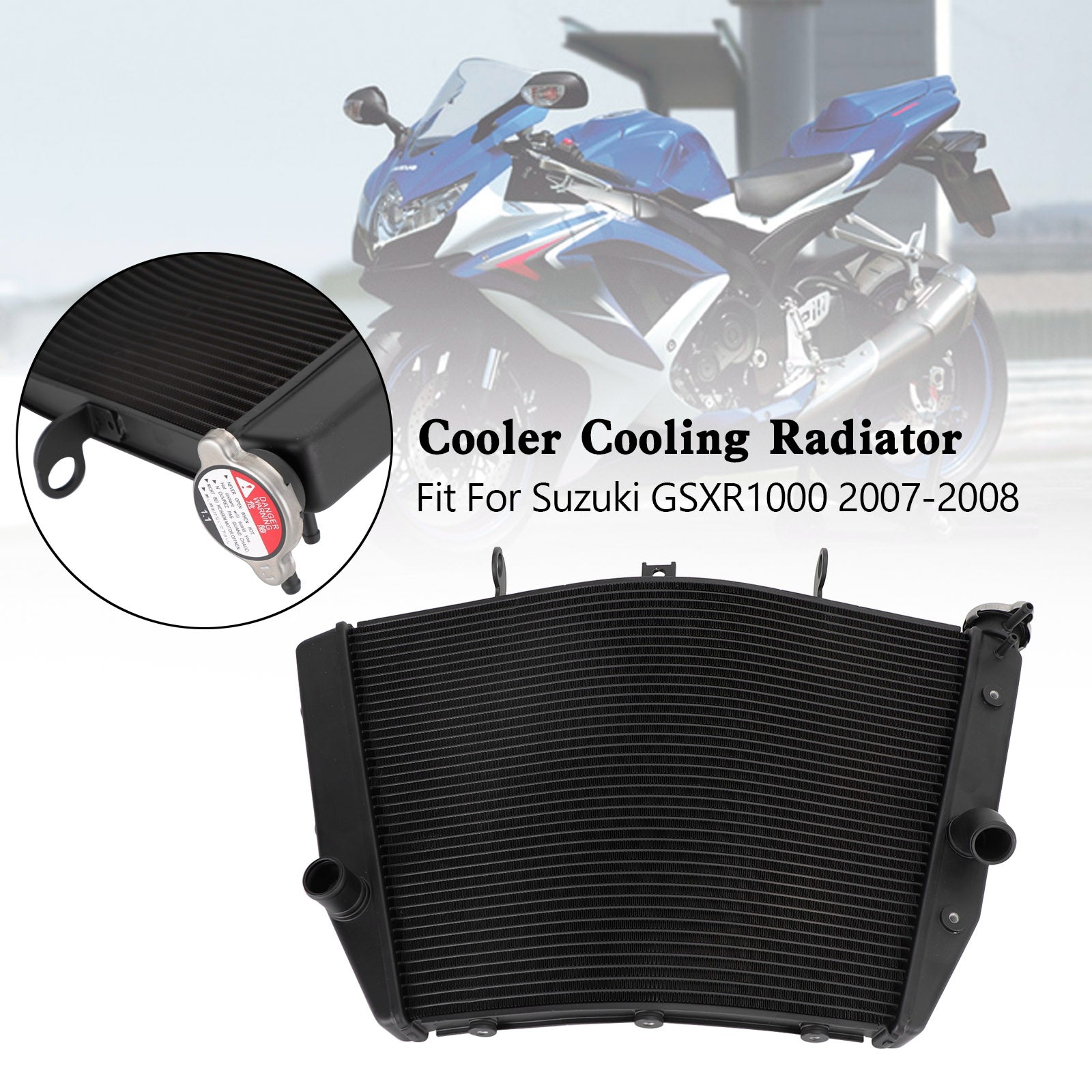 Enfriador de radiador de aluminio, refrigeración para Suzuki GSXR1000 GSX-R 1000 2007-2008 K7