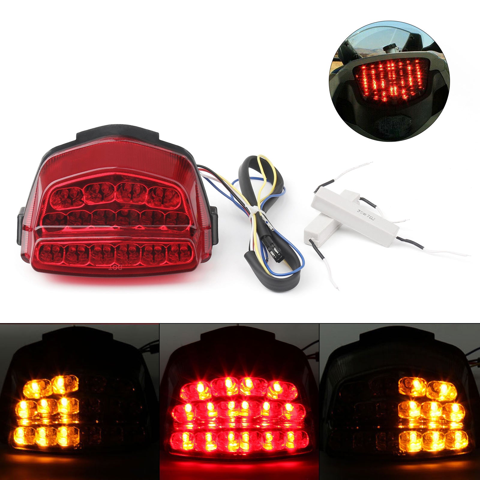 08-16 Honda CBR1000R Integrated LED TailLight Turn Signals Clear